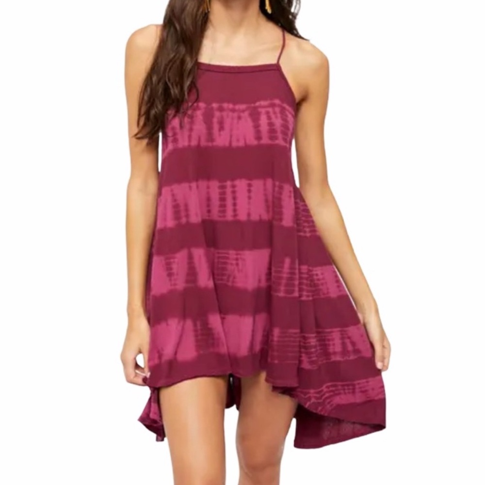FREE PEOPLE Maroon Tie Dye Tunic Dress Coverup NEW